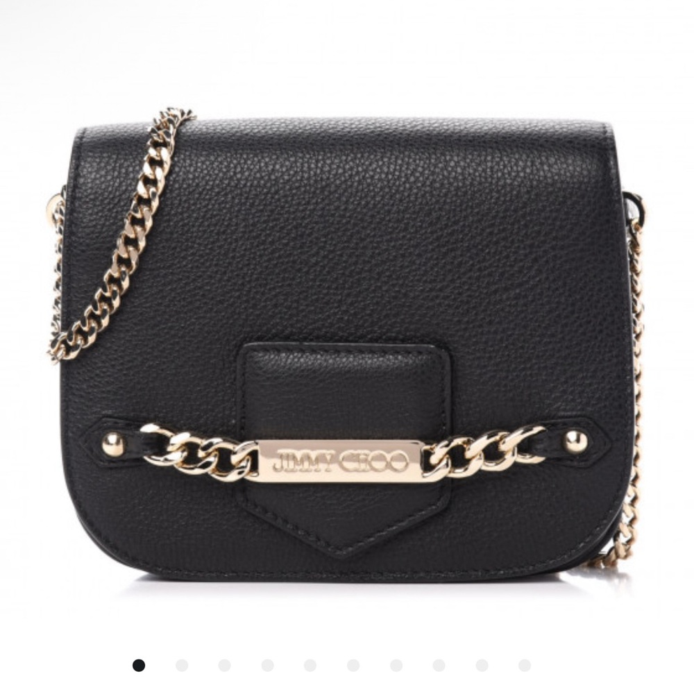 Jimmy Choo ‘SHADOW LARGE’ Black and Gold Crossbody Bag with Chain Detail